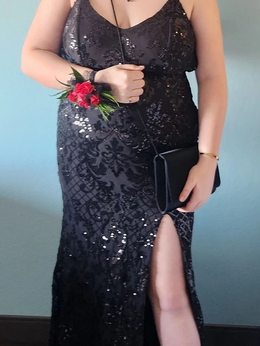 Windsor Black Sequin Strapless Prom Dress - Picture 4 of 4